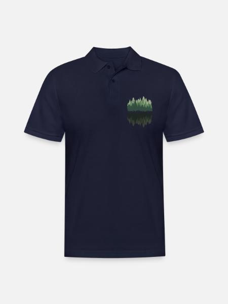 Forest Pine Trees - Men's Pique Polo Shirt - midnight navy