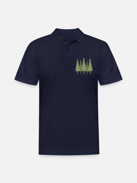 Forest Pine Trees - Men's Pique Polo Shirt - midnight navy