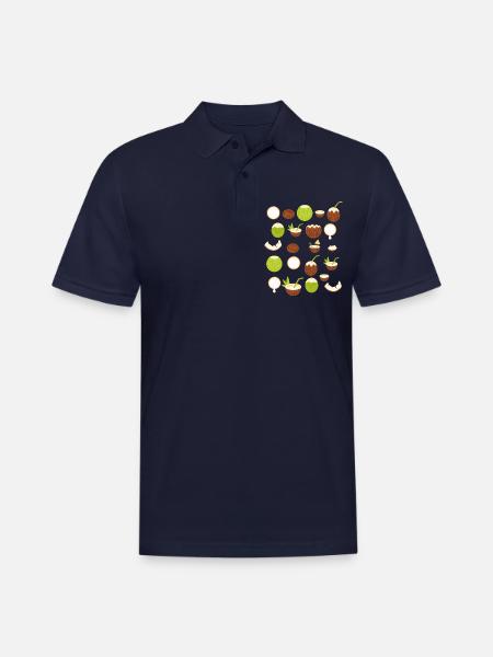 Retro Coconut Design - Men's Pique Polo Shirt - midnight navy