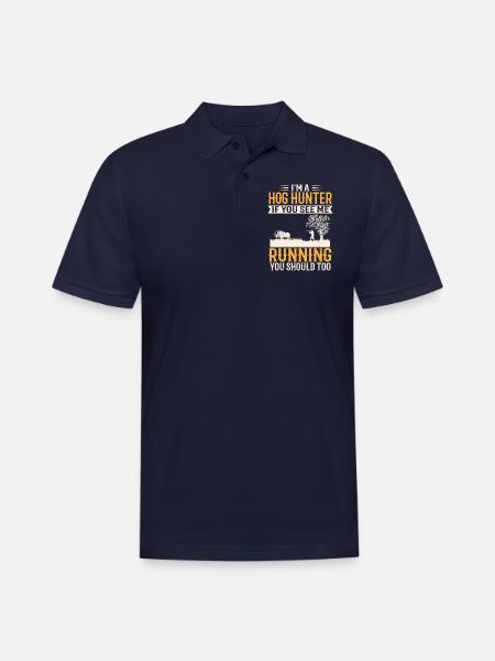 Hog HunterFunny Boar Hunting - Men's Pique Polo Shirt - midnight navy