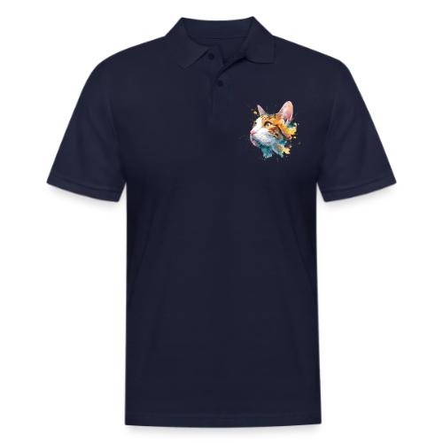 Cat: Feline Ink Burst - Men's Pique Polo Shirt