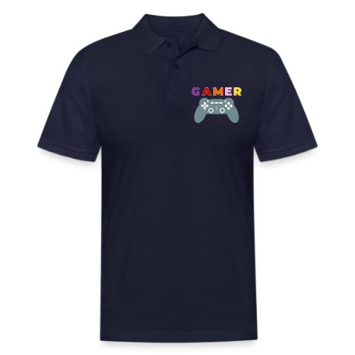 Colorful Gamer Controller Graphic - Men's Pique Polo Shirt