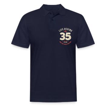 Life Begins at 35, Last 34 Years Practice - 35th - Men's Pique Polo Shirt - midnight navy - Front
