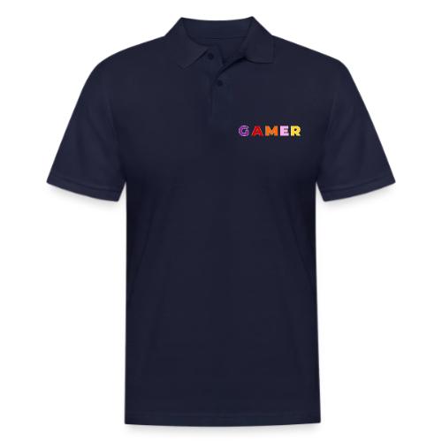 Multicolor GAMER Typography Design - Men's Pique Polo Shirt