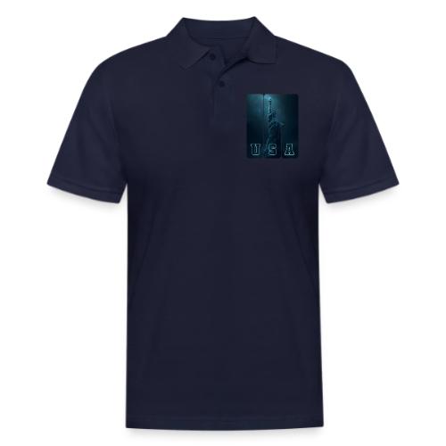 Neon Liberty USA Triptych - Men's Pique Polo Shirt