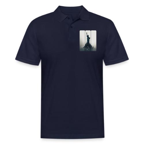 USA: Liberty Rising Over Manhattan - Men's Pique Polo Shirt