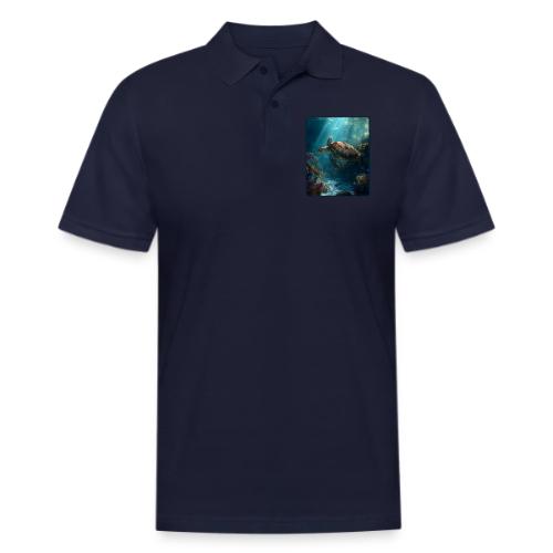 Sea Turtle Coral Reef Design - Men's Pique Polo Shirt