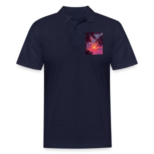 Tropical Sunset Palm Silhouette Design - Men's Pique Polo Shirt