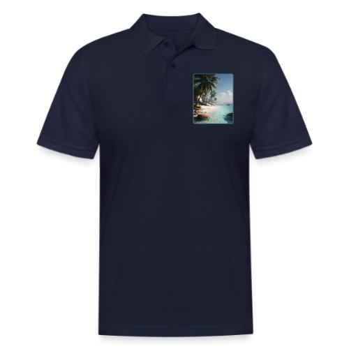 Tropical Beach Paradise Palm Design - Men's Pique Polo Shirt