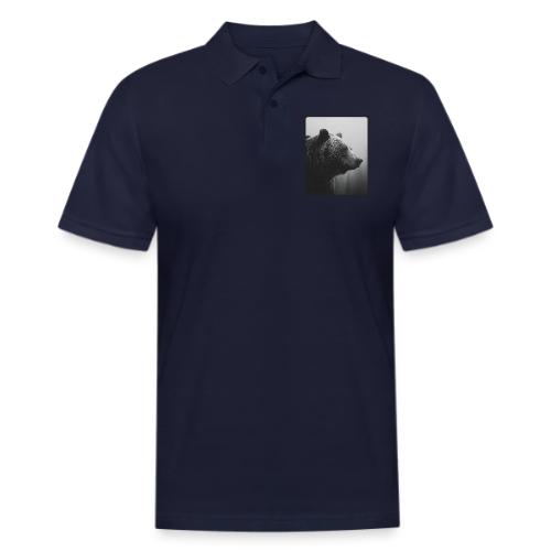 Grizzly Bear Black White Portrait Design - Men's Pique Polo Shirt