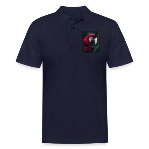 Red Green Macaw Bird Portrait Design - Men's Pique Polo Shirt