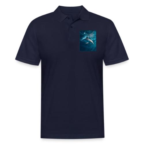 Dolphin Sunlit Ocean Serenity Design - Men's Pique Polo Shirt
