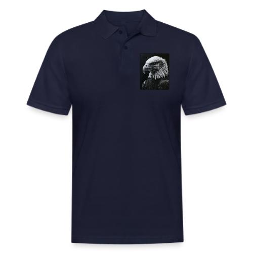 Black White Bald Eagle Design - Men's Pique Polo Shirt