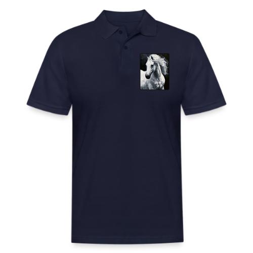 White Horse Oil Painting Design - Men's Pique Polo Shirt