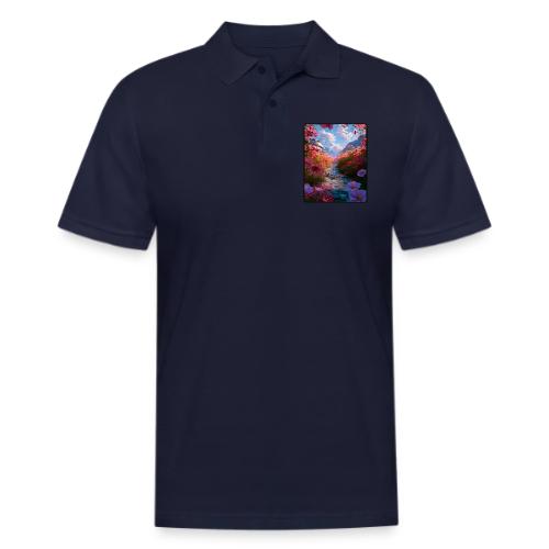 Dreamy Cosmos Valley Landscape Art - Men's Pique Polo Shirt