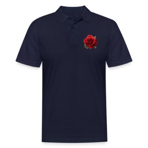 Rose: Crimson Bloom Elegance - Men's Pique Polo Shirt