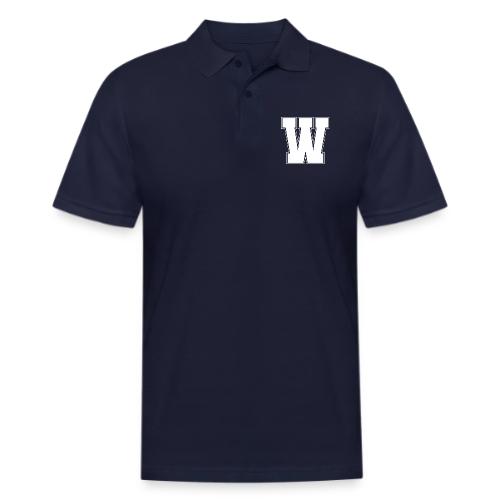 White Letter W – Varsity Alphabet Monogram - Men's Pique Polo Shirt