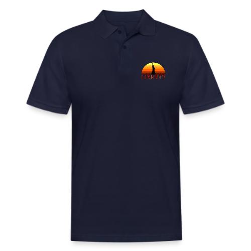 USA: Sunset Liberty Bold - Men's Pique Polo Shirt