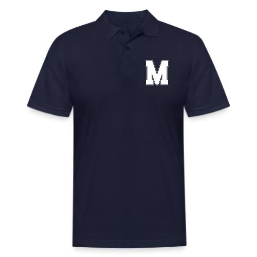 White Letter M – Varsity Alphabet Monogram - Men's Pique Polo Shirt