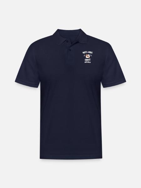Need Milk Right Meow - Men's Pique Polo Shirt - midnight navy