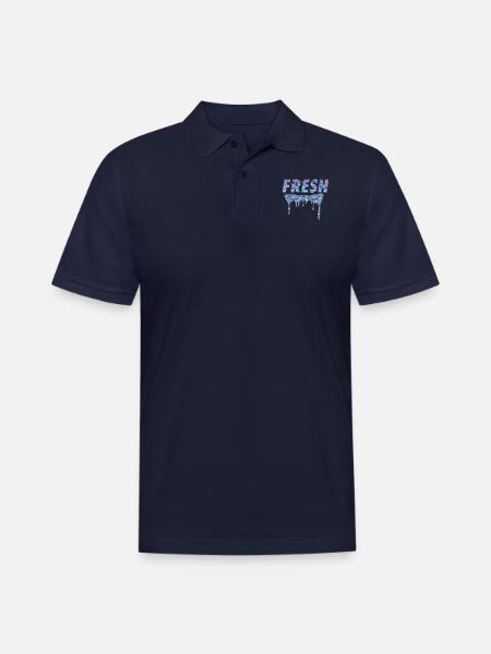 Fresh Purple Camo Drips - Men's Pique Polo Shirt - midnight navy