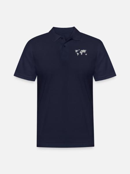 World Map - Men's Pique Polo Shirt - midnight navy