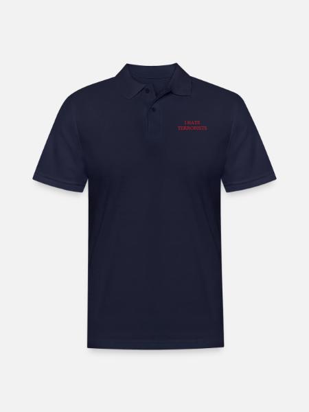Hate-Terrorists-Long-Sleeve- - Men's Pique Polo Shirt - midnight navy