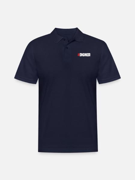 #engineer red&white - Men's Pique Polo Shirt - midnight navy
