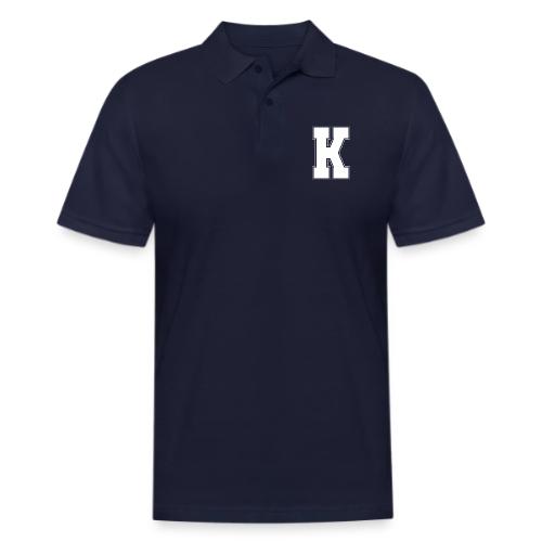 White Letter K – Varsity Alphabet Monogram - Men's Pique Polo Shirt