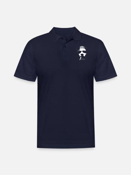 Smoking man with beard - Men's Pique Polo Shirt - midnight navy