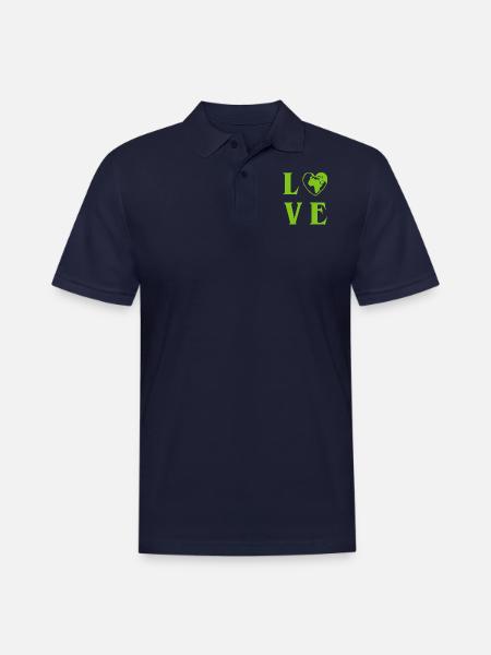Love Planet Earth - Men's Pique Polo Shirt - midnight navy
