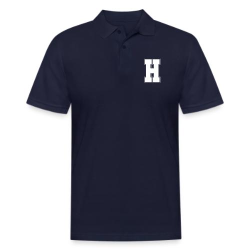 White Letter H – Varsity Alphabet Monogram - Men's Pique Polo Shirt