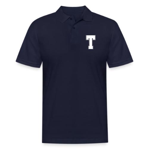 White Letter T – Varsity Alphabet Monogram - Men's Pique Polo Shirt