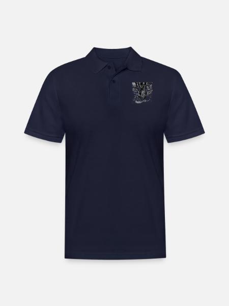 cat face - Men's Pique Polo Shirt - midnight navy