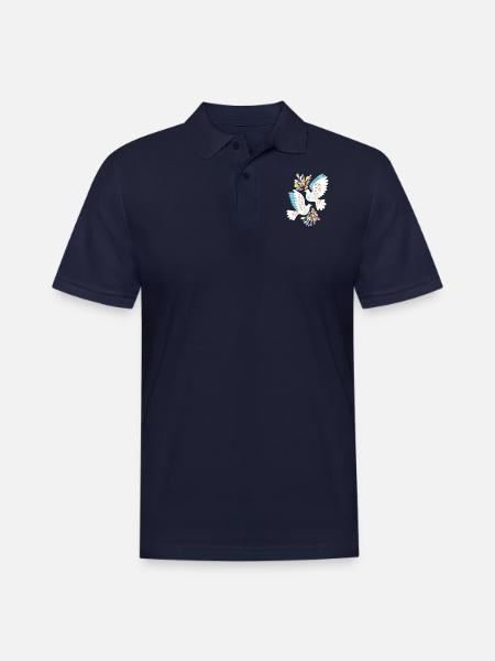 Peace Doves - Men's Pique Polo Shirt - midnight navy