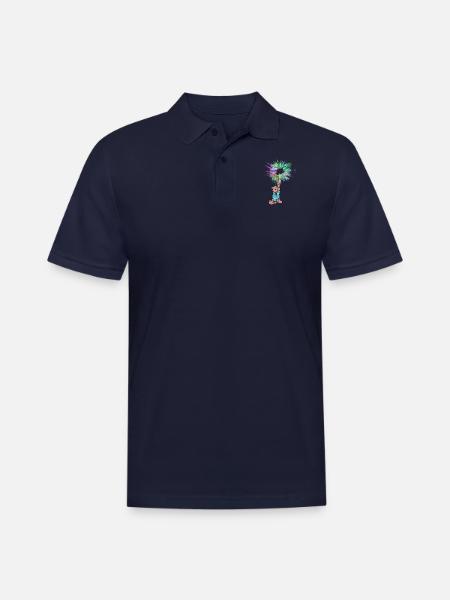 Cat with flashlight - Men's Pique Polo Shirt - midnight navy