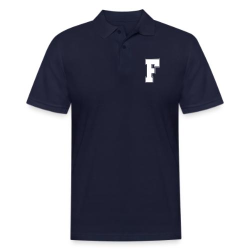 White Letter F – Varsity Alphabet Monogram - Men's Pique Polo Shirt