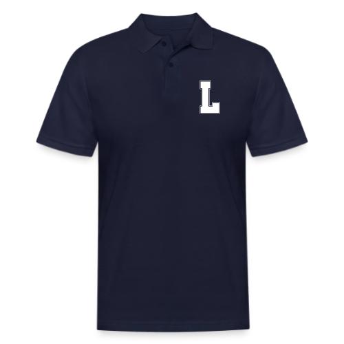 White Letter L – Varsity Alphabet Monogram - Men's Pique Polo Shirt