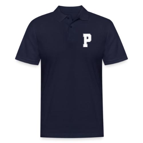 White Letter P – Varsity Alphabet Monogram - Men's Pique Polo Shirt