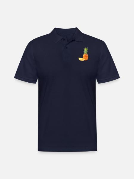 lowpoly pineapple fruit - Men's Pique Polo Shirt - midnight navy