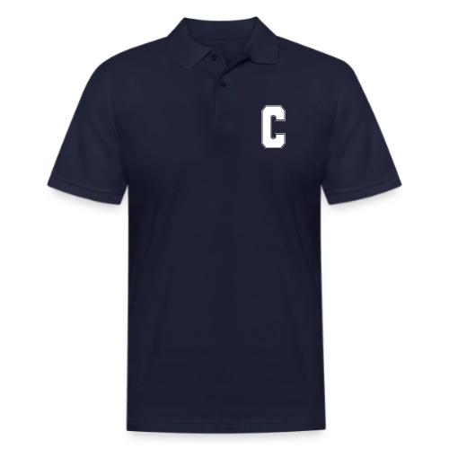 White Letter C – Varsity Alphabet Monogram - Men's Pique Polo Shirt