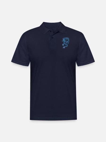 chinese dragon - Men's Pique Polo Shirt - midnight navy