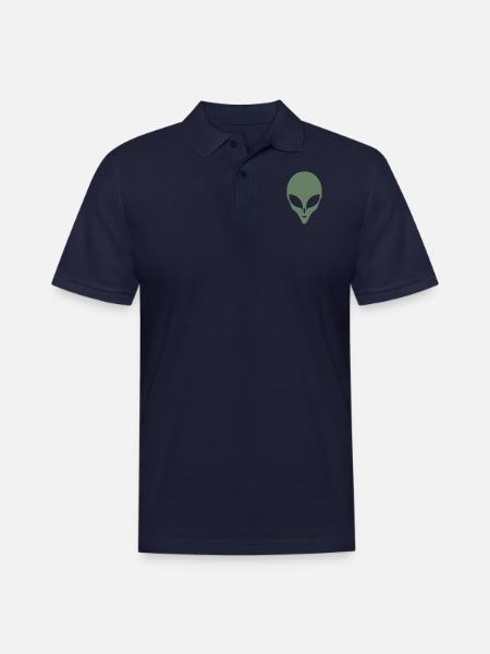 Alien Silhouette Head Face - Men's Pique Polo Shirt - midnight navy