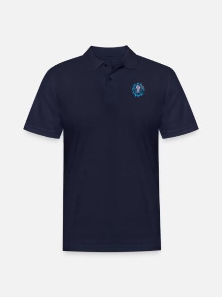 Whale Mutant With Halftone Background - Men's Pique Polo Shirt - midnight navy