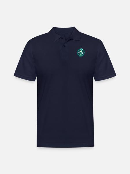 Alien With Halftone Background - Men's Pique Polo Shirt - midnight navy
