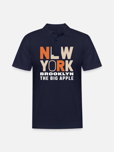 New York Brooklyn - The Big Apple Classic Design - Men's Pique Polo Shirt - midnight navy