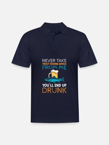 Never take Trout Fishing - Men's Pique Polo Shirt - midnight navy