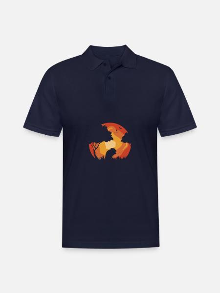 Guinea Pig Cavy Sunset - Men's Pique Polo Shirt - midnight navy