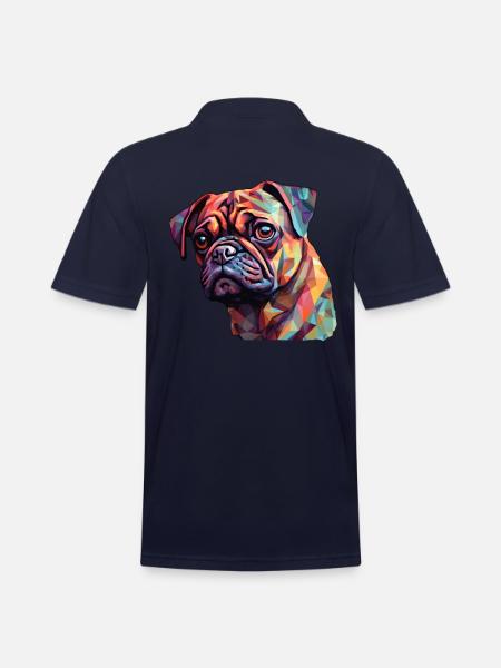 Pug Polygon - Men's Pique Polo Shirt - midnight navy