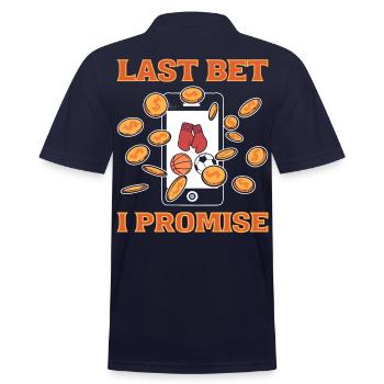 Last Bet I Promise Sports Betting Parlay Picks - Men's Pique Polo Shirt - midnight navy - Back